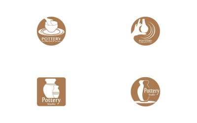 Pottery Studio Logo Vector Template Illustration 17