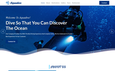 Aquadive - HTML5-bestemmingspaginasjabloon voor duiken
