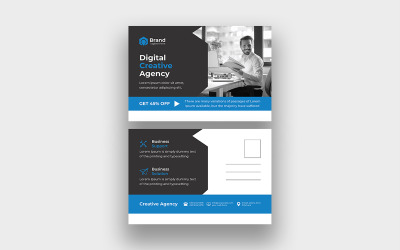 Modelo de Design de Cartão Postal de Negócios Corporativos Azul Agência de Marketing Moderna