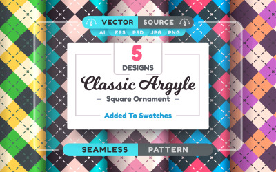 Set 5 Argyle sömlösa mönster | Element PNG, Designmönster