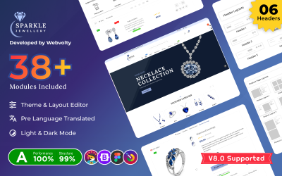 Sparkle Mega Diamond Jewelry Prestashop 8.0 Responsive Template