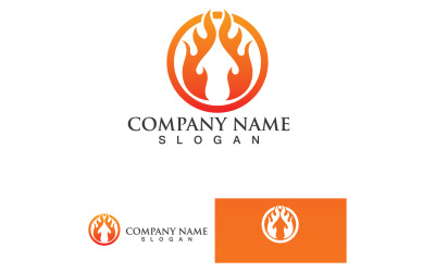 Fuoco brucia e fiamma Logo Vector V52