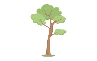 Objet vectoriel de couleur semi plat jeune arbre