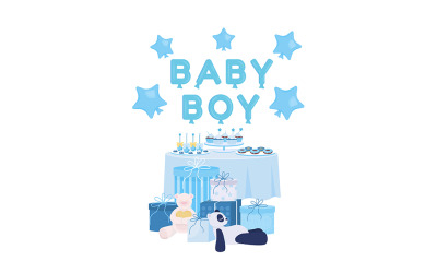Baby shower festivo bordo semi piatto oggetto vettore colore