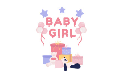 Baby shower gåvor semi platt färg vektorobjekt