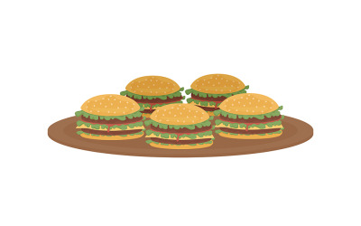 Burgery pół płaski kolor obiektu wektorowego
