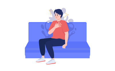 Man met paniekaanval semi-egale kleur vectorkarakter
