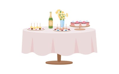 Mesa para celebración objeto de vector de color semi plano