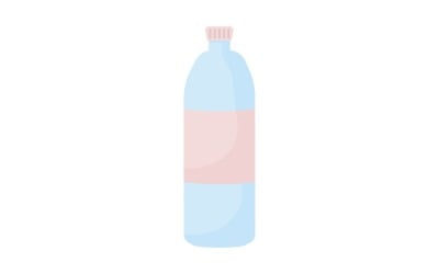 Пляшка з прісною водою напівплоский кольоровий векторний об&amp;#39;єкт