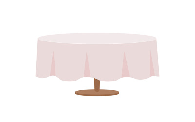 Stůl s bílým ubrusem poloplochý barevný vektorový objekt