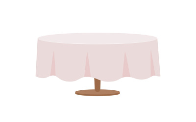 Table avec nappe blanche objet vectoriel de couleur semi-plat