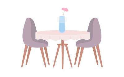 Table with tablecloth and chairs semi flat color vector object