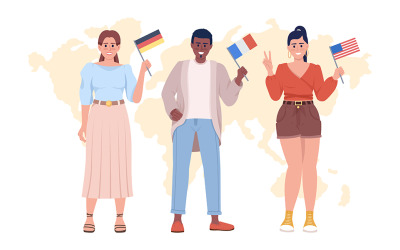 Communiquer avec des locuteurs natifs illustration vectorielle 2D isolée