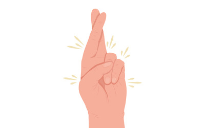 Dedos cruzados gesto de mano vectorial de color semiplano