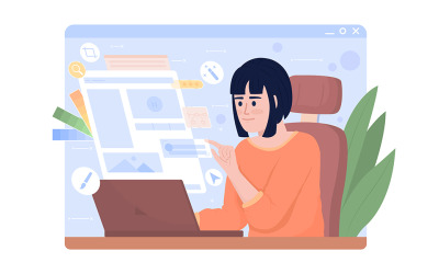 Diseñador web 2D vector ilustración aislada