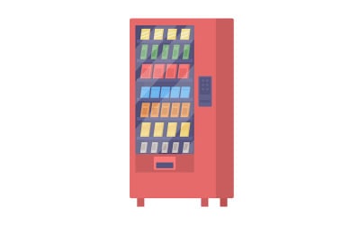 Distributeur automatique avec collations élément de vecteur de couleur semi-plat