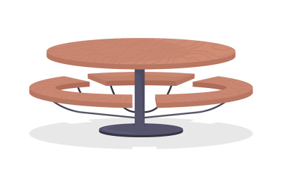 Elemento de vector de color semi plano de mesa al aire libre