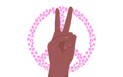 Gesto de mano vectorial de color semiplano de la paz