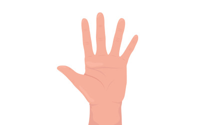 Handfläche mit gespreizten Fingern, halbflache Farbvektor-Handgeste