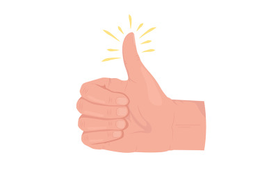 Позитивний відгук напівплоский колір векторний жест рукою