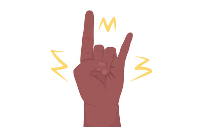 Rockový hudební fanoušek polo ploché barevné vektorové gesto ruky