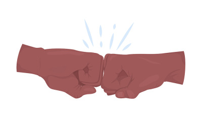 Salutations geste de la main de vecteur de couleur semi-plat