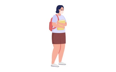 书本半平面彩色矢量字符的女学生