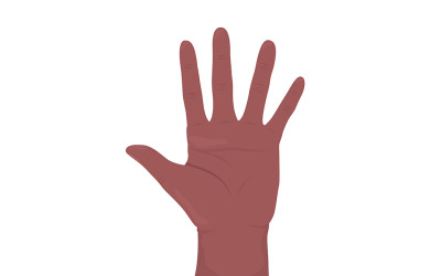 Sprid fingrarna semi platt färg vektor hand gest