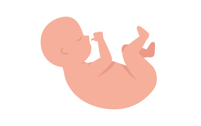 Carácter de vector de color semi plano de bebé recién nacido