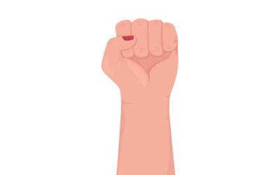 Feministisk protest semi platt färg vektor hand gest