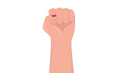 Geste de la main de vecteur de couleur semi-plat de protestation féministe
