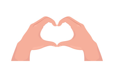 Heart shaped semi flat color vector hand gesture