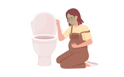 具有恶心半扁平色矢量特征的孕妇