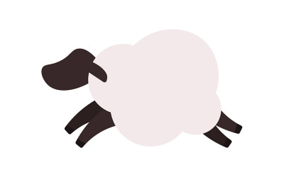 Jumping sheep semi flat color vector animal