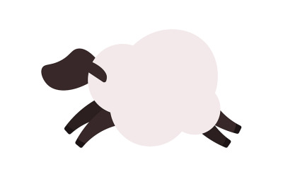 Mouton sautant animal vecteur de couleur semi-plat