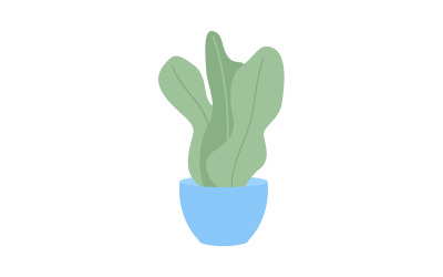 Planta de vaso com folhas grandes objeto de vetor de cor semi plana