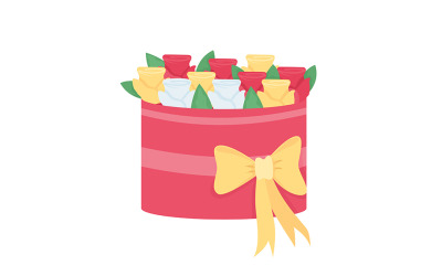Geschenkdoos met rozen semi-egale kleur vectorobject