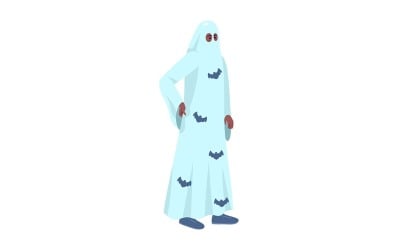 Man wearing ghost costume semi flat color vector character