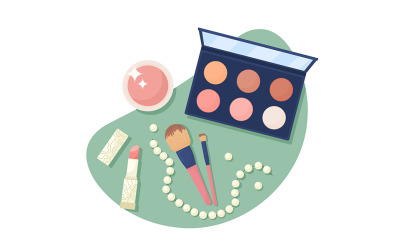 Productos cosméticos decorativos 2D vector ilustración aislada