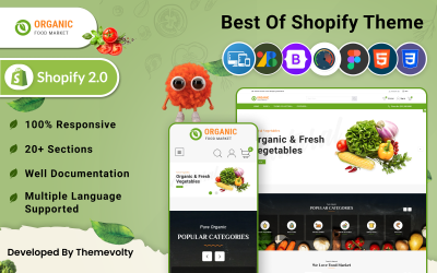 Адаптивний шаблон Organic Mega Food and Fresh Grocery Shopify 2.0