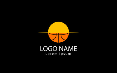 Diseño de logotipo de baloncesto y sol