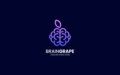 Brain Grape Line Art Logo