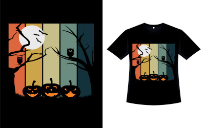 Halloween-Retro-Kürbis-T-Shirt-Design