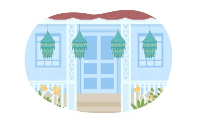 Dekorera hus för Diwali 2D vektor isolerad illustration