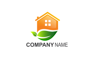Logo de maison et de feuille moderne minimaliste