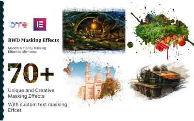 Masking Effects WordPress-plug-in voor Elementor met maskering van afbeeldingen en aangepaste tekst