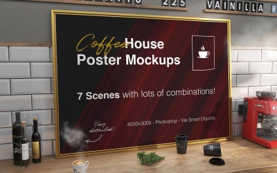 Mockups de póster de cafetería