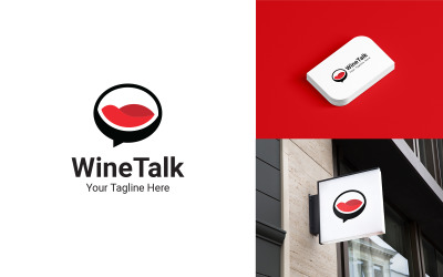 Modelo de Design de Logotipo de Conversa de Vinho