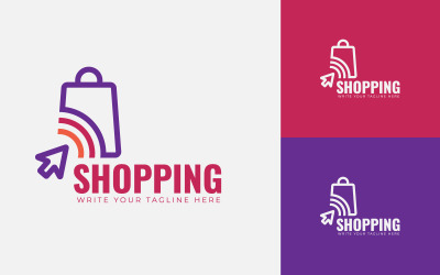 E-Ticaret Web Veya İş için Online Alışveriş Logo Tasarım Şablonu.
