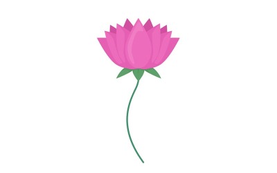 Fleur épanouie rose objet vectoriel de couleur semi-plat